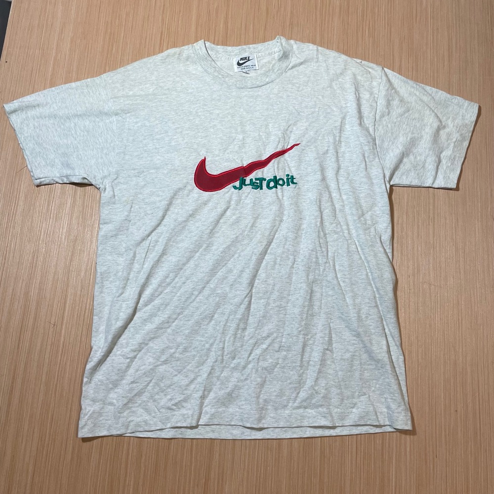 Nike T Shirt Mens XL Vintage 90s Made in USA Just Do It Embroidered Gray Single